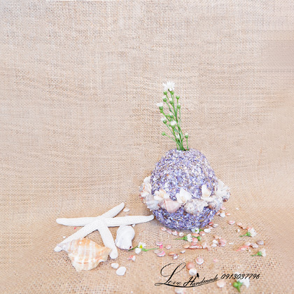 Bình hoa đắp ốc màu tím oải hương